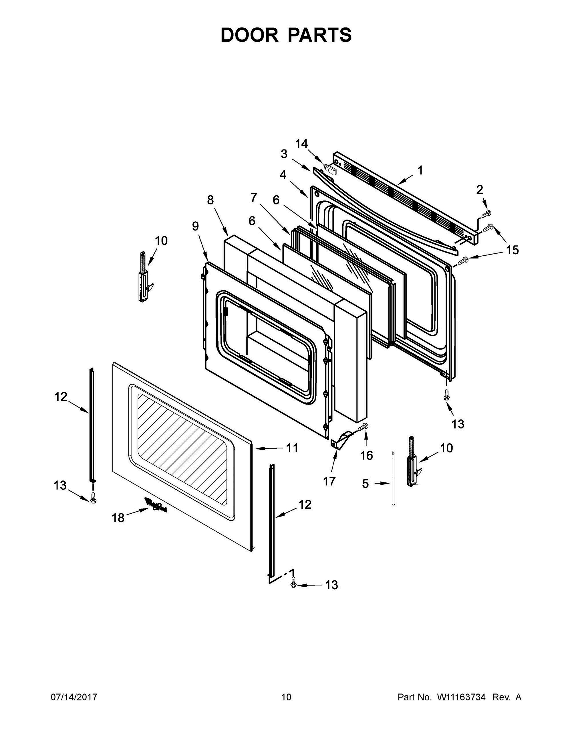 06 - DOOR PARTS Diagram and Parts List for YWFE520S0FS1  Whirlpool Range