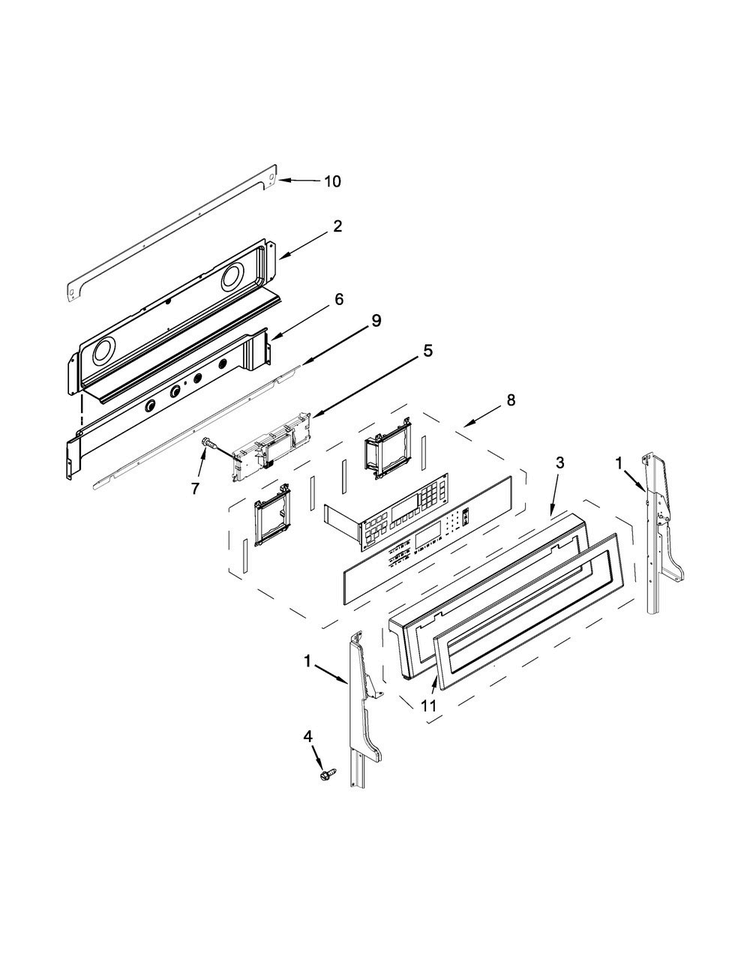 Control Panel Parts Diagram and Parts List for KFID500ESS01  KitchenAid Range