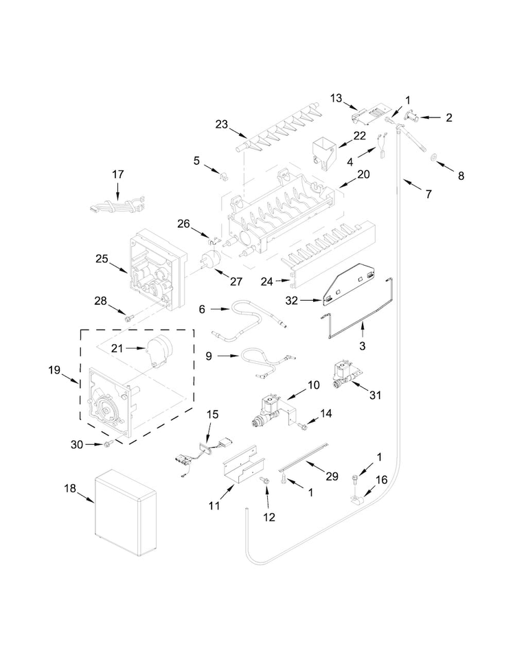 Ice Maker Parts Diagram and Parts List for KBFN406ESS00  KitchenAid Refrigerator