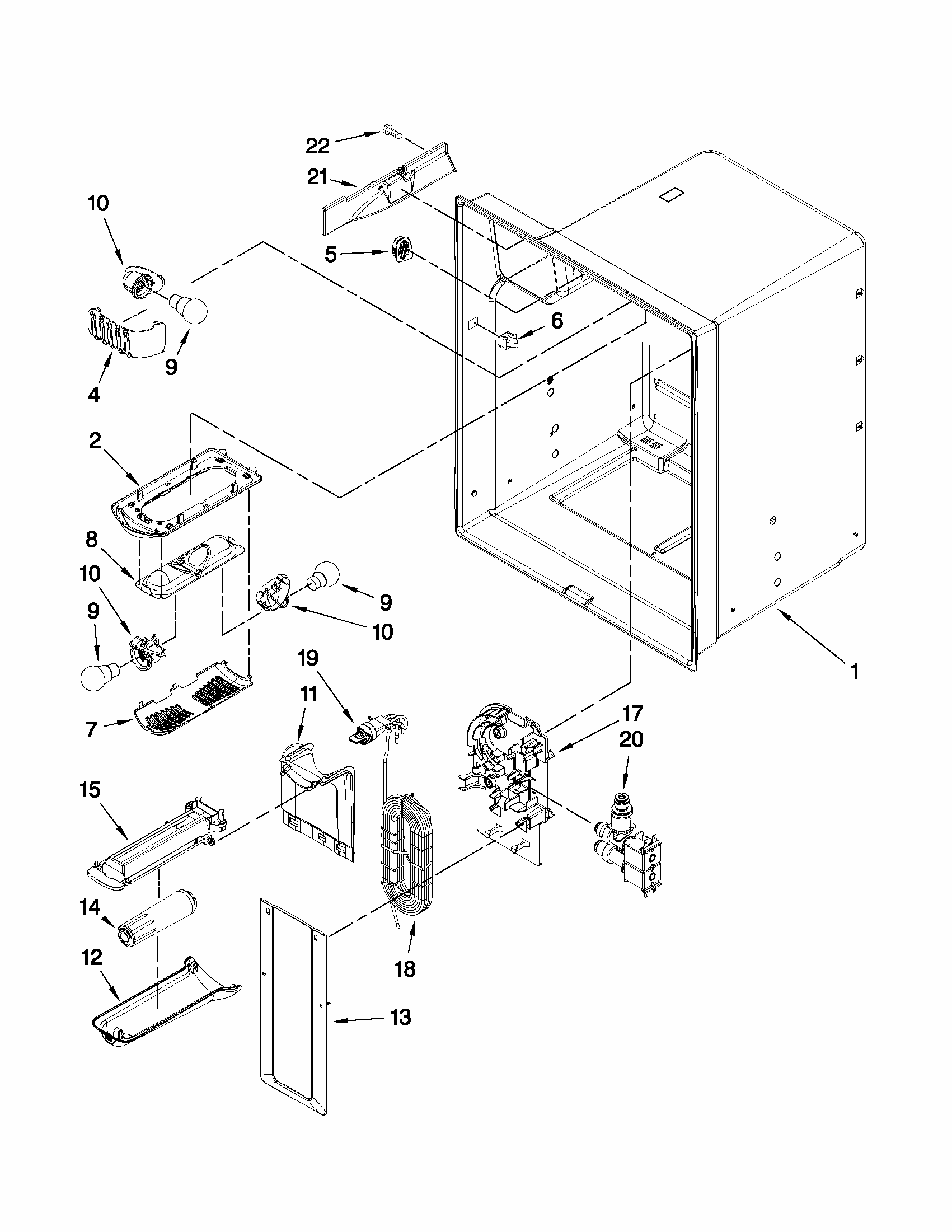 Refrigerator Liner Parts Diagram and Parts List for 59679543016  Kenmore Refrigerator