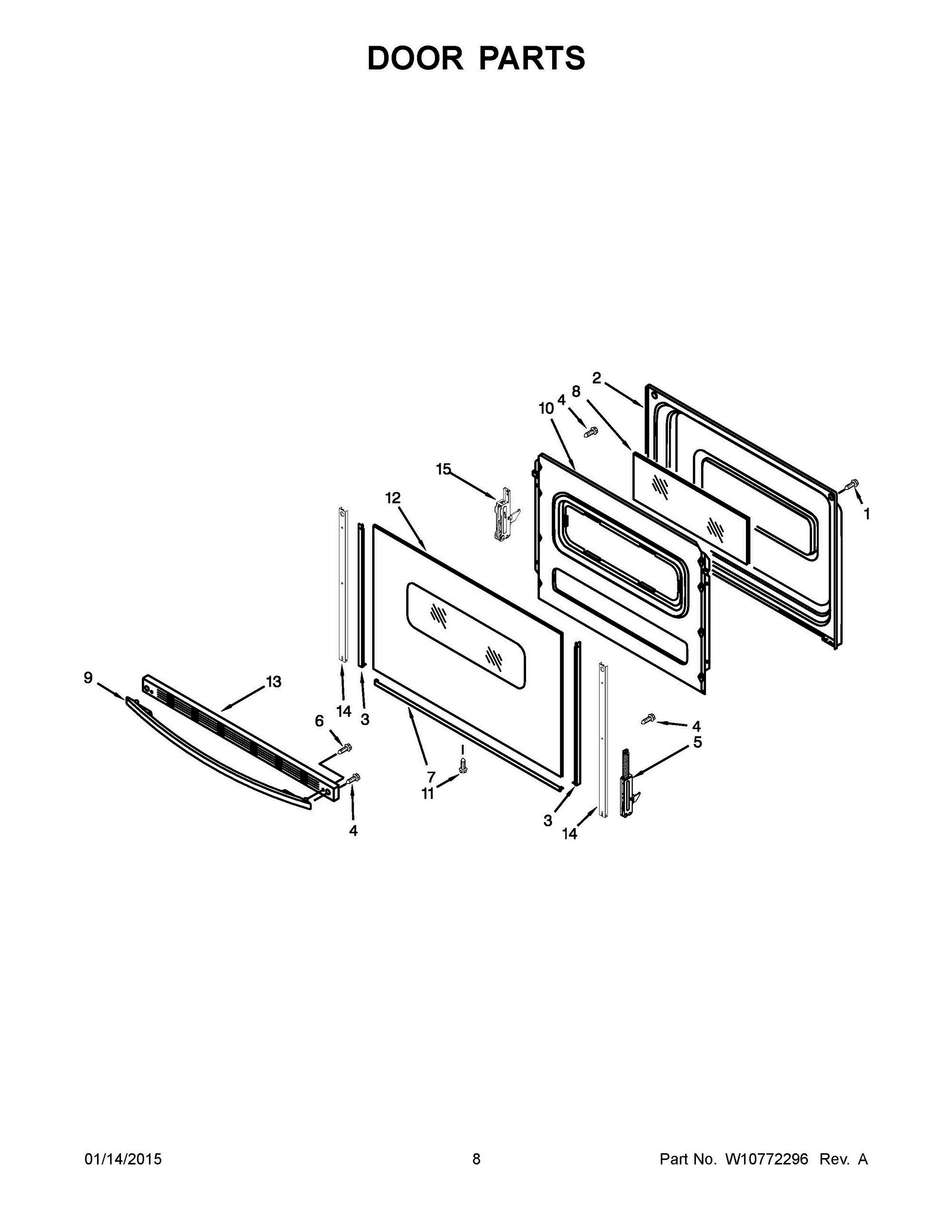 05 - DOOR PARTS Diagram and Parts List for YWFC150M0EB0  Whirlpool Range