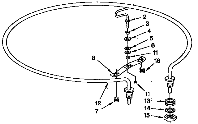 Heater Parts Diagram and Parts List for KUDT23HY3  KitchenAid Dishwasher