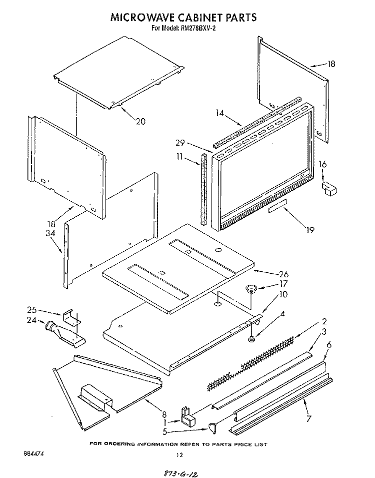 MICROWAVE CABINET , LIT/OPTIONAL Diagram and Parts List for RM278BXV2  Whirlpool Microwave Oven Combo