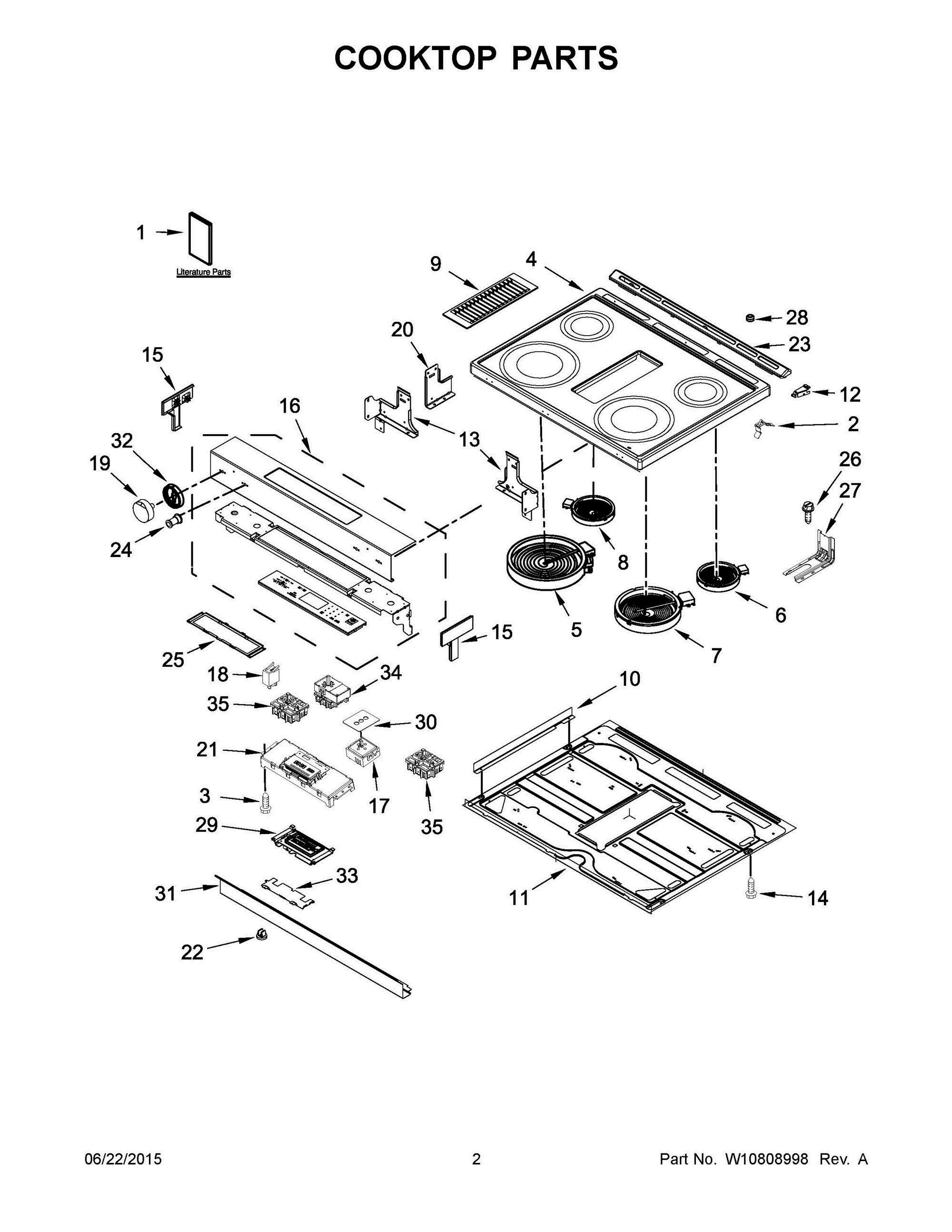 02 - COOKTOP PARTS Diagram and Parts List for YKSEG950ESS0  Whirlpool Range