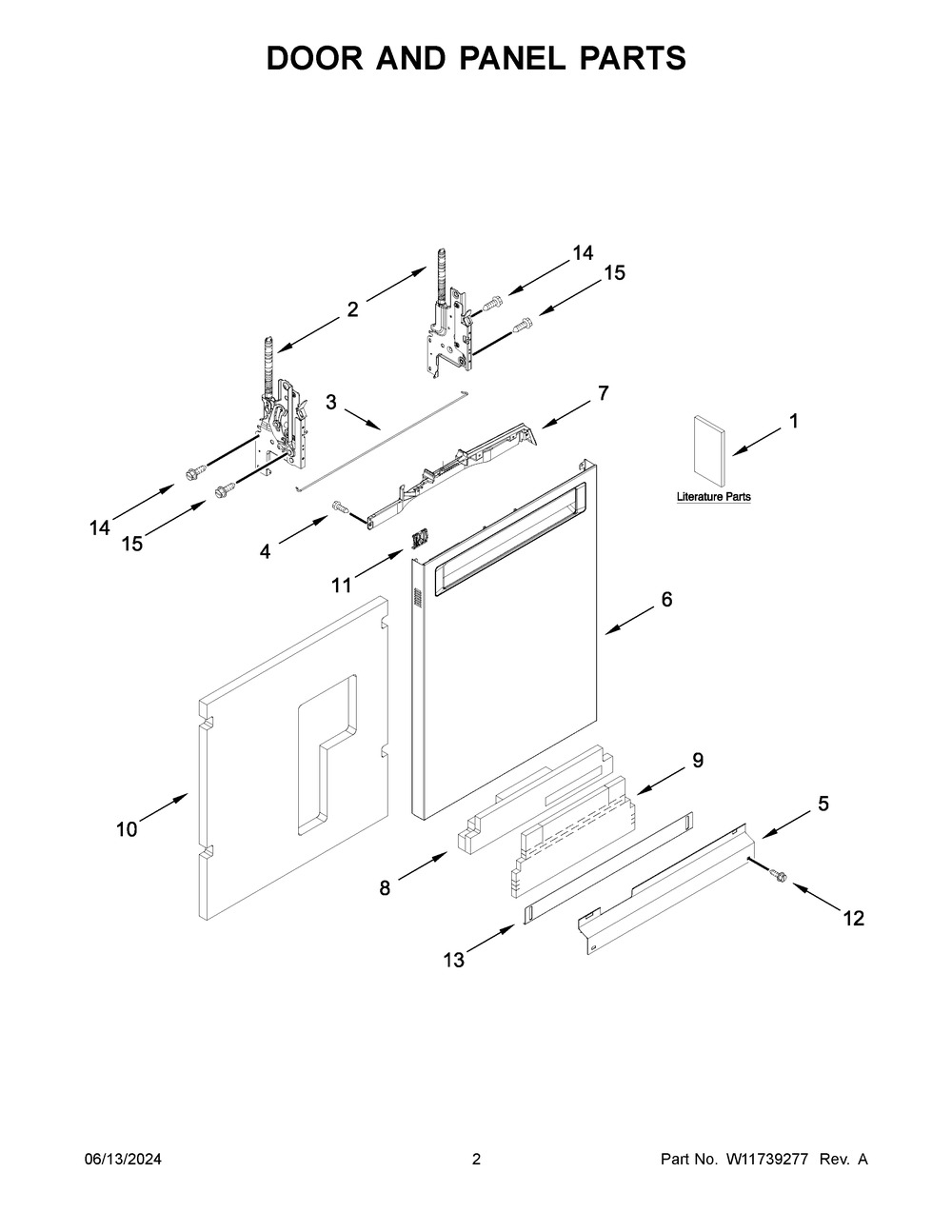 Door And Panel Parts Diagram and Parts List for KDPM704KPS3  KitchenAid Dishwasher