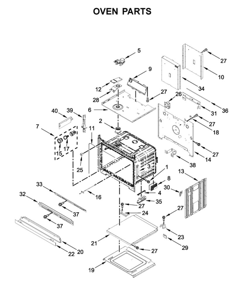 Oven Parts Diagram and Parts List for WOD77EC7HS02  Whirlpool Wall Oven