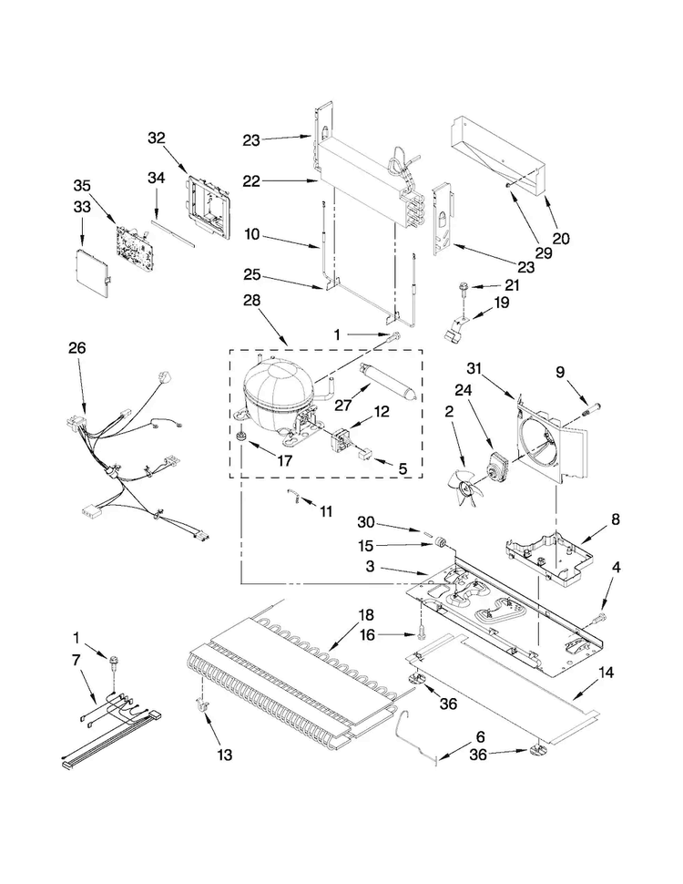 Unit Parts Diagram and Parts List for 10672009011  Kenmore Refrigerator