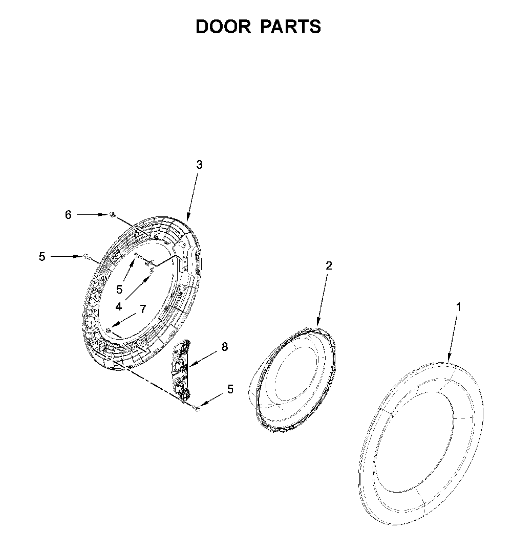 Door parts Diagram and Parts List for WFW5620HW2  Whirlpool Washer