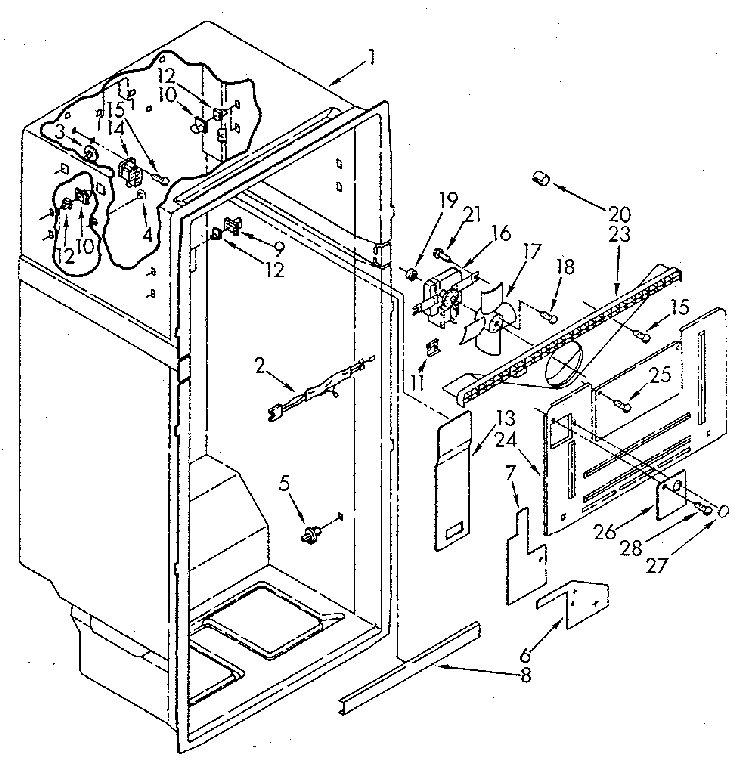 Liner Diagram and Parts List for ET20NKXSN10  Whirlpool Refrigerator