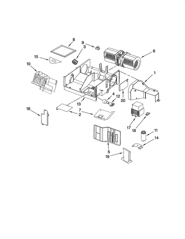 Air Flow Diagram and Parts List for YMH2175XSQ4  Whirlpool Microwave