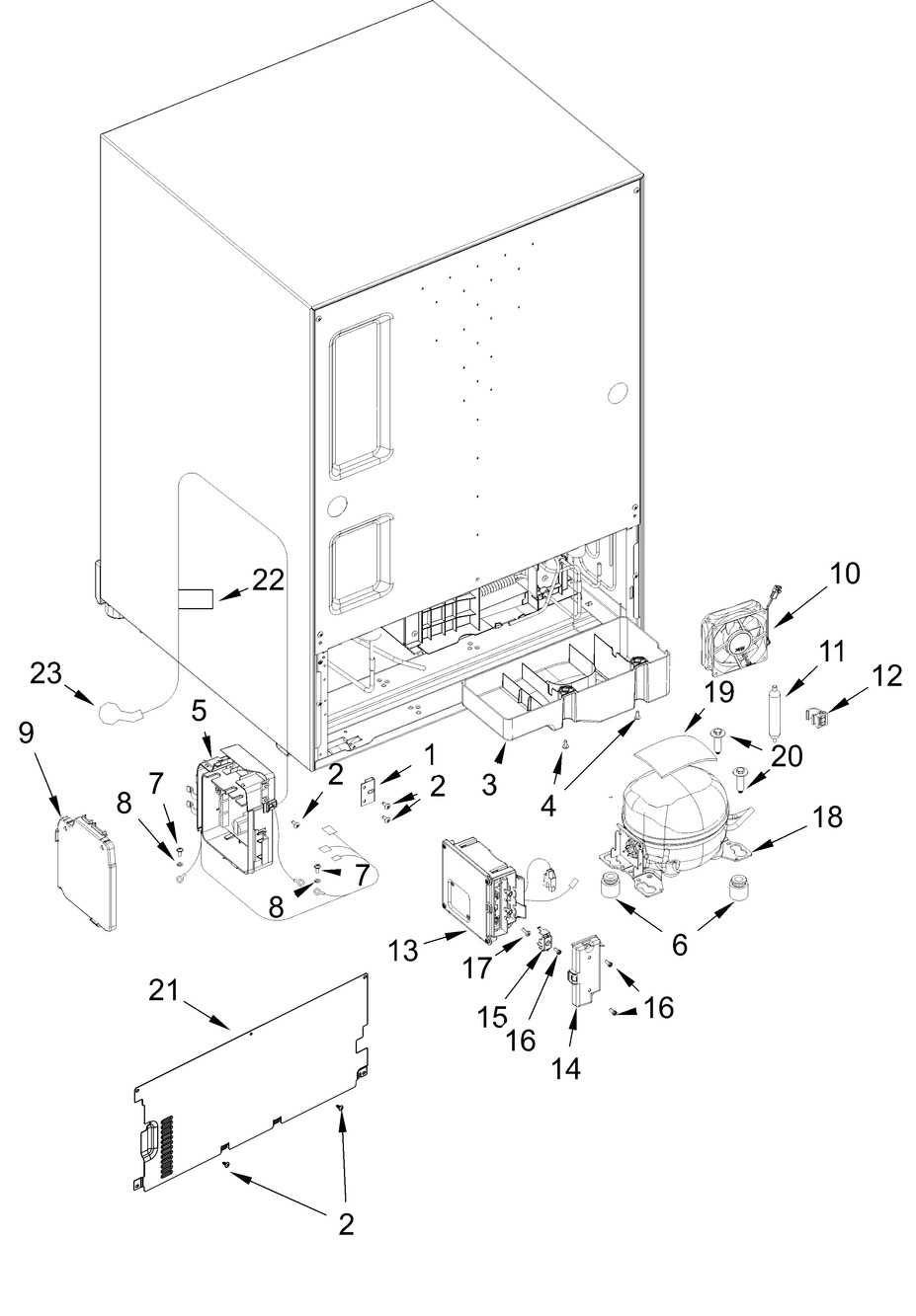 Unit Parts Diagram and Parts List for JURFL242HL02,JURFR242HL02  Whirlpool Wine and Beverage Cooler