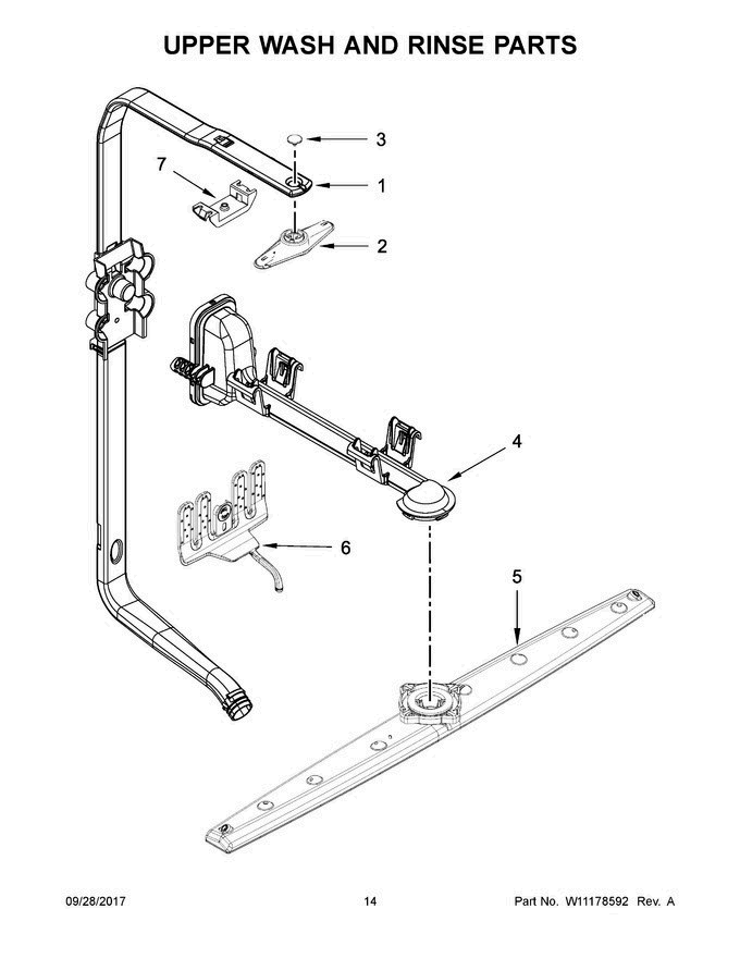 08 - Upper Wash And Rinse Parts Diagram and Parts List for KDTM384EBS2  KitchenAid Dishwasher