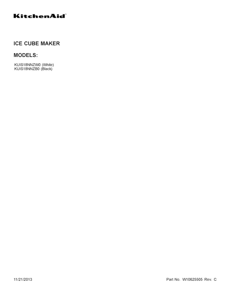 Cover Sheet Diagram and Parts List for KUIS18NNZW0  KitchenAid Ice Maker