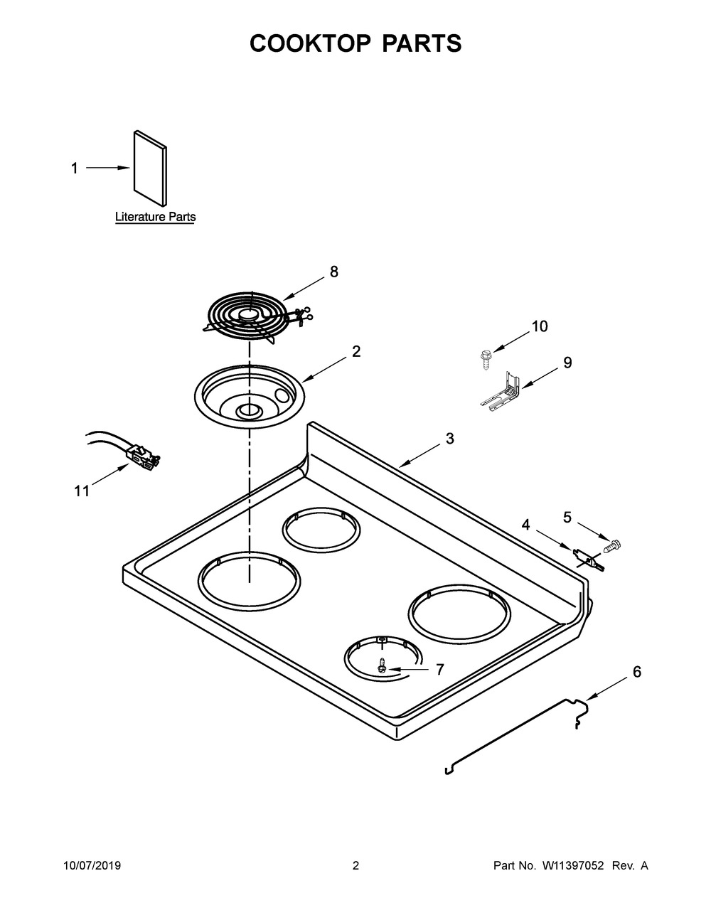 Cooktop Parts Diagram and Parts List for YWFC310S0EW4  Whirlpool Range