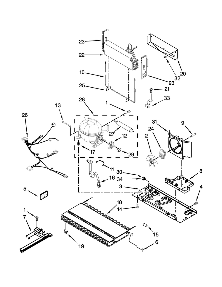 Unit Parts Diagram and Parts List for WRB329LFBM00  Whirlpool Refrigerator