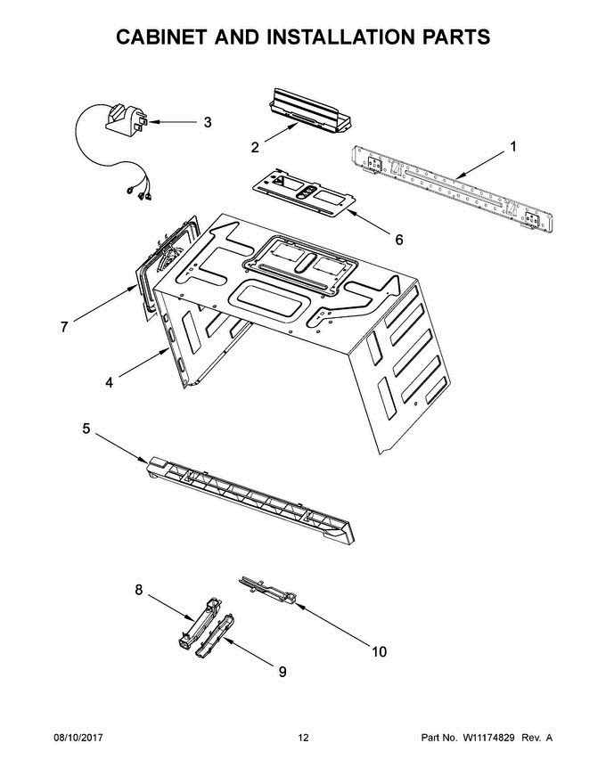 07 - Cabinet And Installation Parts Diagram and Parts List for WMH76719CH4  Whirlpool Microwave Oven Combo