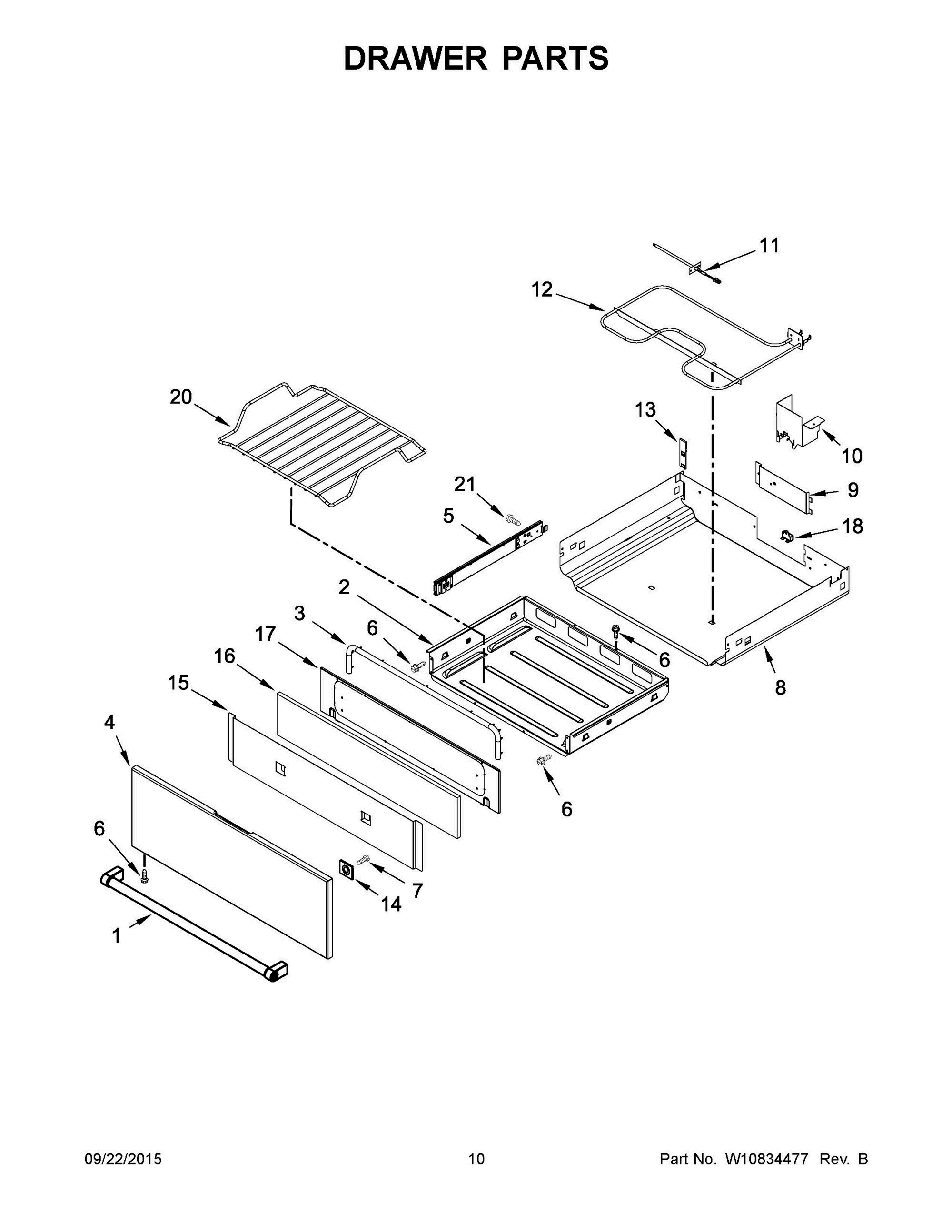 06 - DRAWER PARTS Diagram and Parts List for YKSIB900ESS0  Whirlpool Range