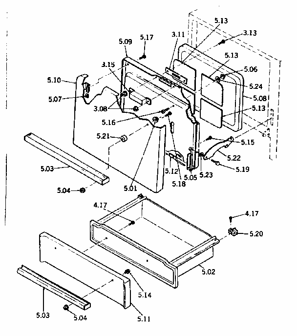 Oven Door And Storage Drawer Parts Diagram and Parts List for 1189367120  Kenmore Range