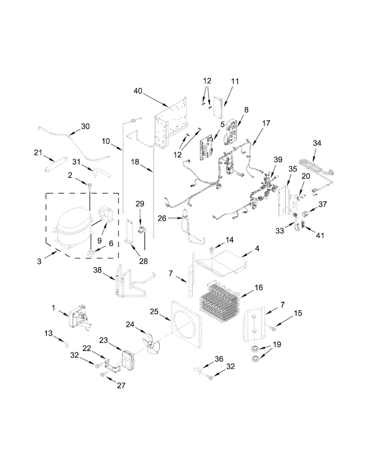 Upper Unit Parts Diagram and Parts List for KBFN406ESS00  KitchenAid Refrigerator