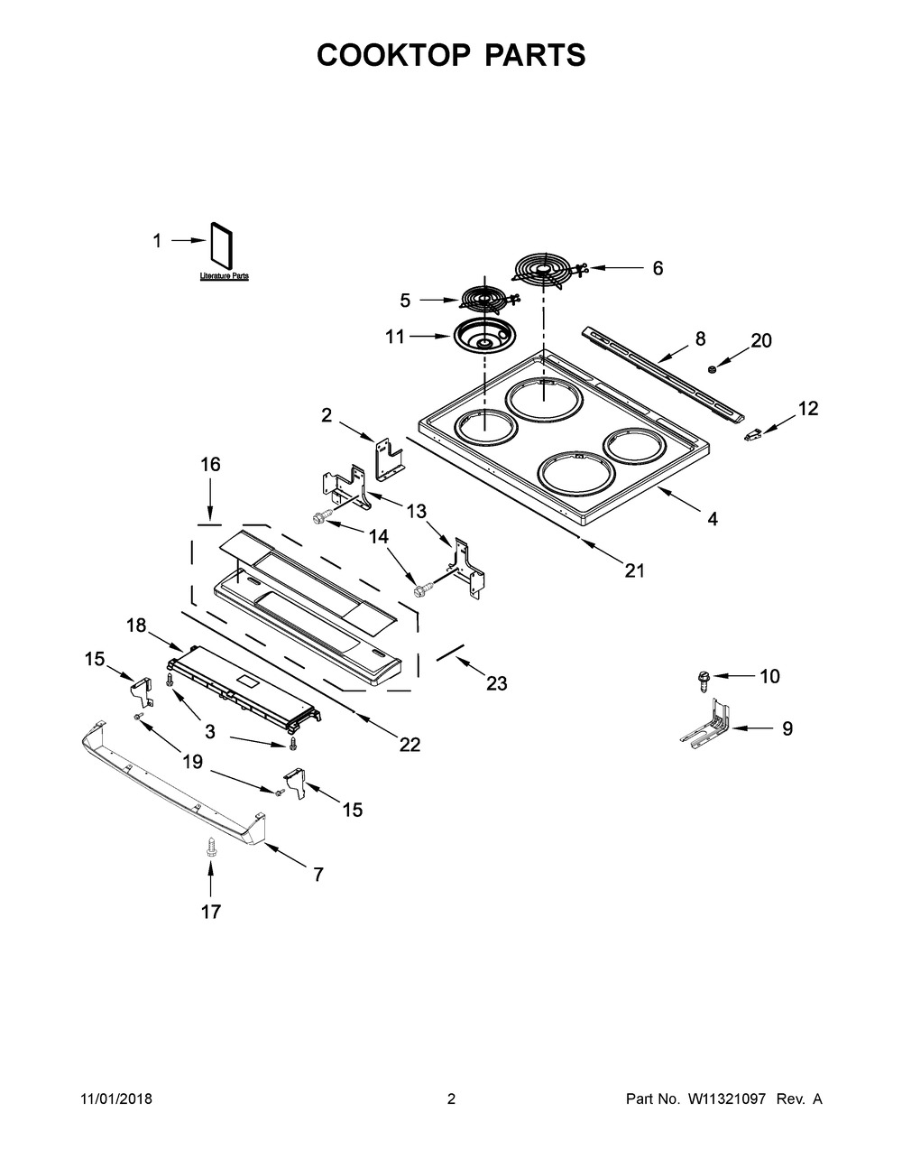 Cooktop Parts Diagram and Parts List for WEC310S0FB3  Whirlpool Range
