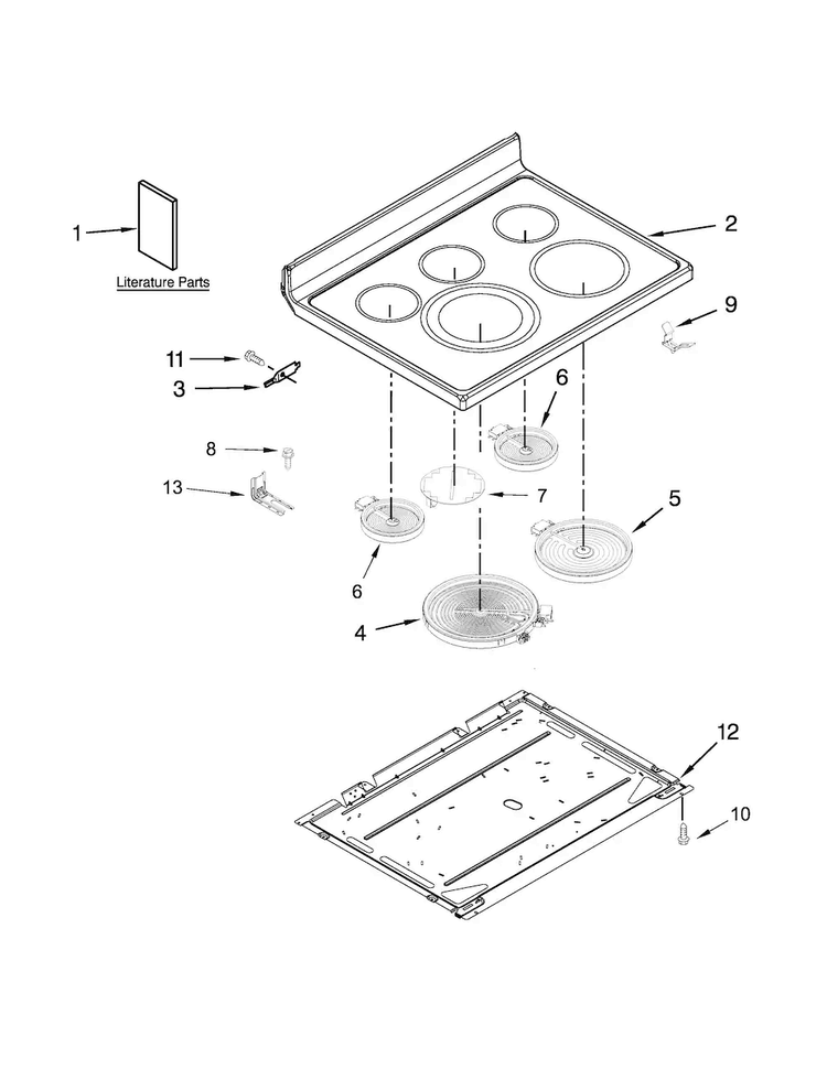 Cooktop Parts Diagram and Parts List for KFES530ESS0  KitchenAid Range