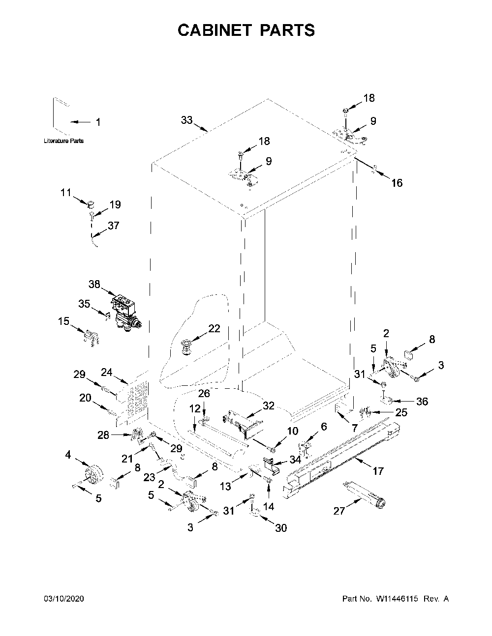 Cabinet parts Diagram and Parts List for WRS311SDHM04  Whirlpool Refrigerator