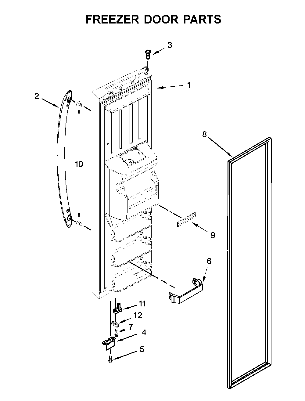 Freezer door parts Diagram and Parts List for WRS325SDHW05  Whirlpool Refrigerator