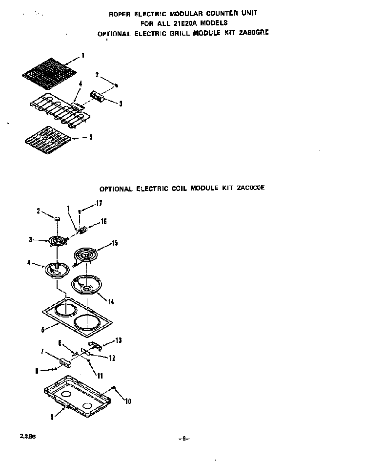 ^electric Grill Diagram and Parts List for 21E2X0E  Roper Range