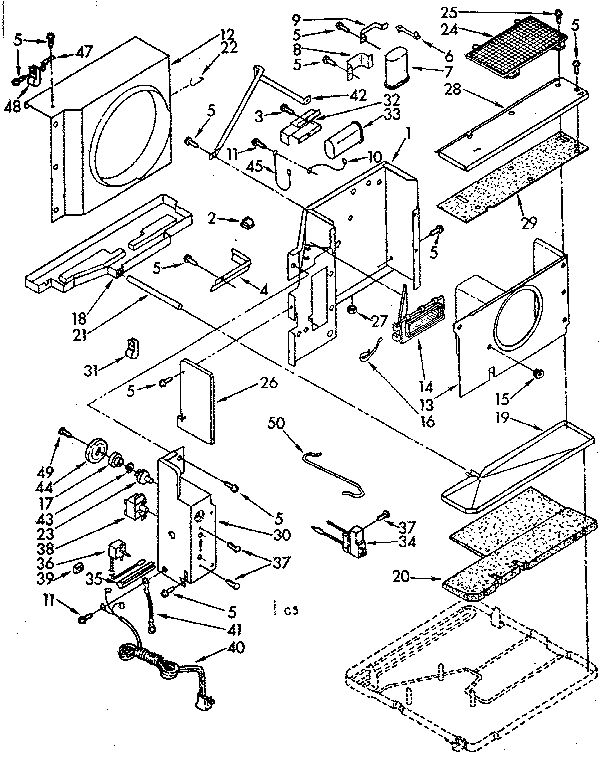 Air Flow And Control Parts Diagram and Parts List for 1068740770-AC  Kenmore Air Conditioner