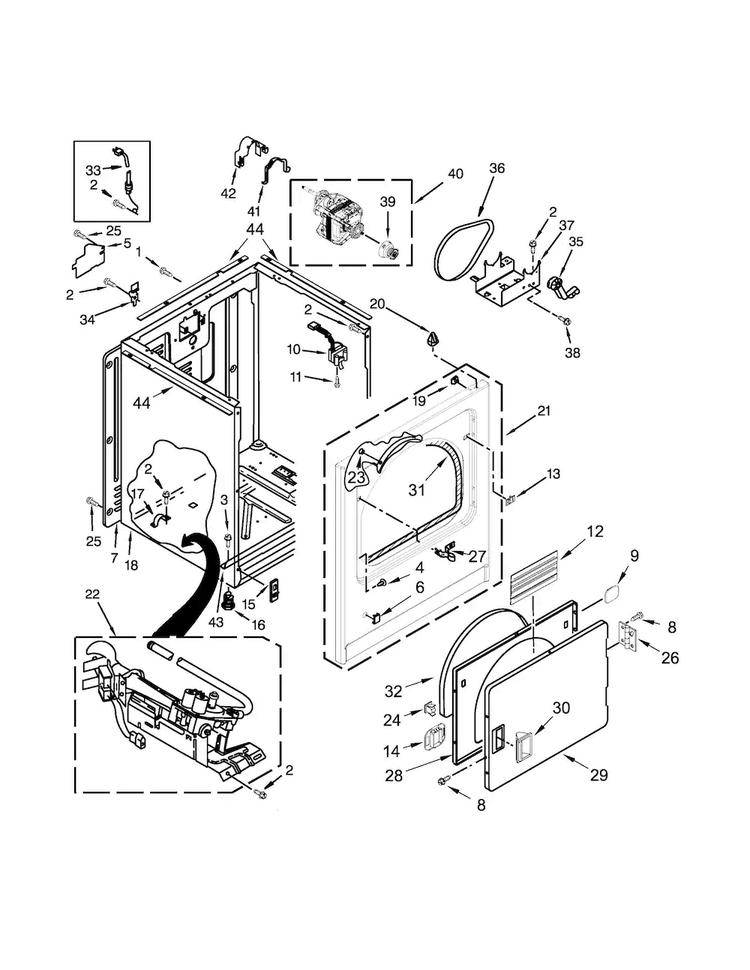 Cabinet Parts Diagram and Parts List for WGD4890BQ0  Whirlpool Dryer