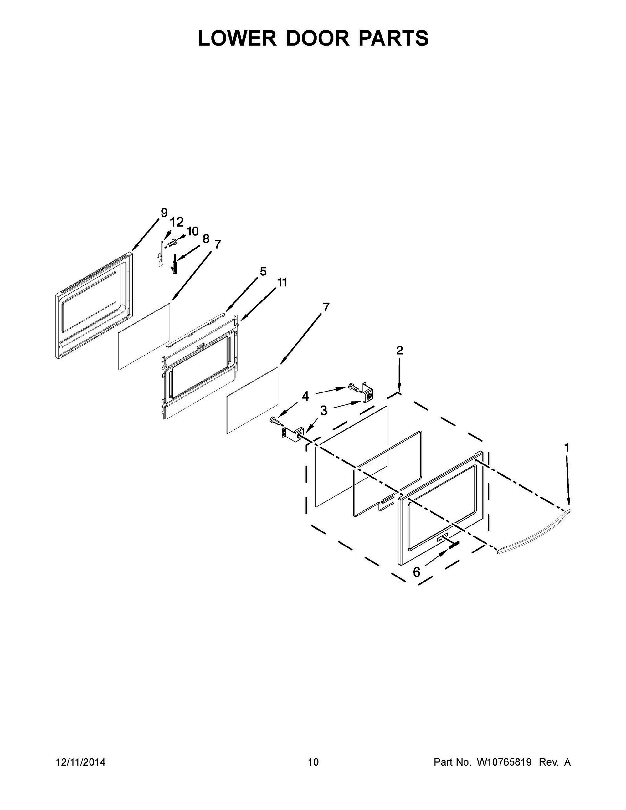 06 - LOWER DOOR PARTS Diagram and Parts List for YKER507XSS04  Whirlpool Range