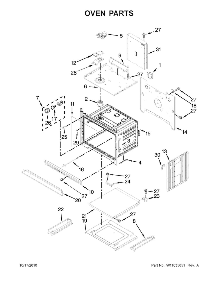 Oven Parts Diagram and Parts List for WOC54EC0AS04  Whirlpool Microwave