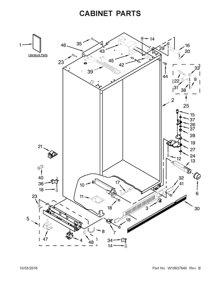 Cabinet Parts Diagram and Parts List for KSSC48QVS06  KitchenAid Refrigerator
