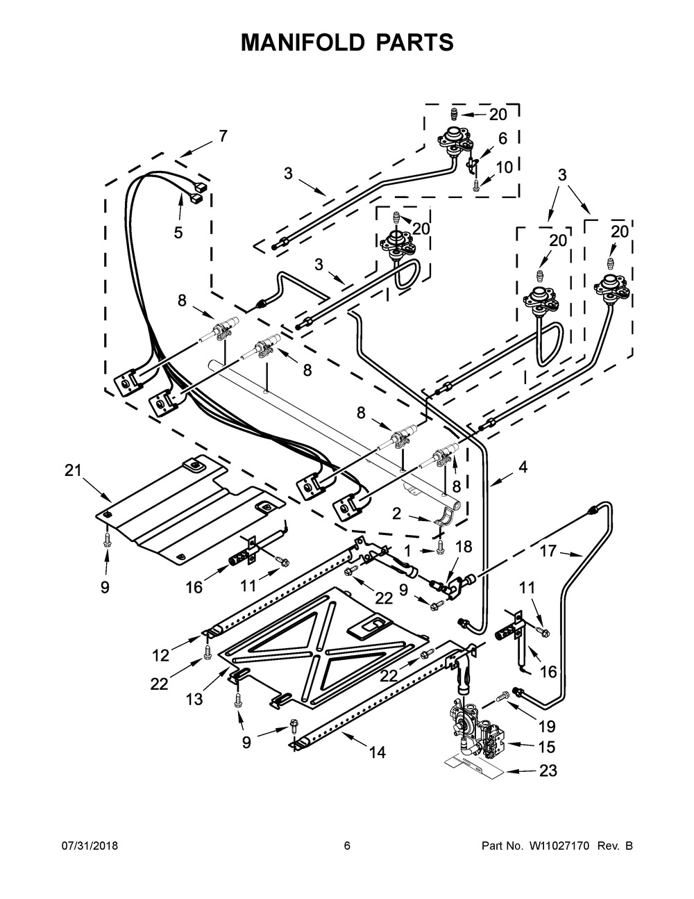 Manifold Parts Diagram and Parts List for IGS426AS2  Whirlpool Range