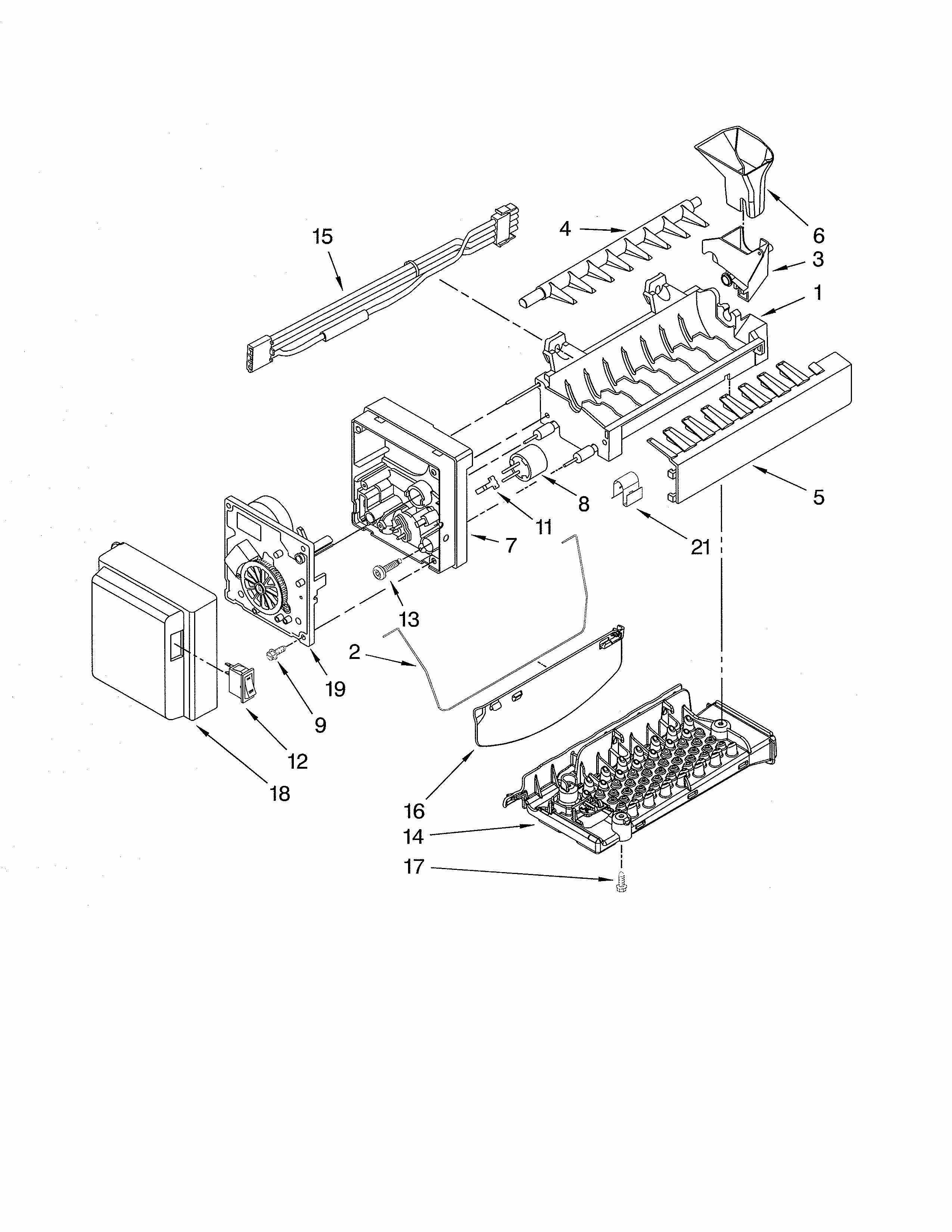 Icemaker Diagram and Parts List for 59679243014  Kenmore Refrigerator