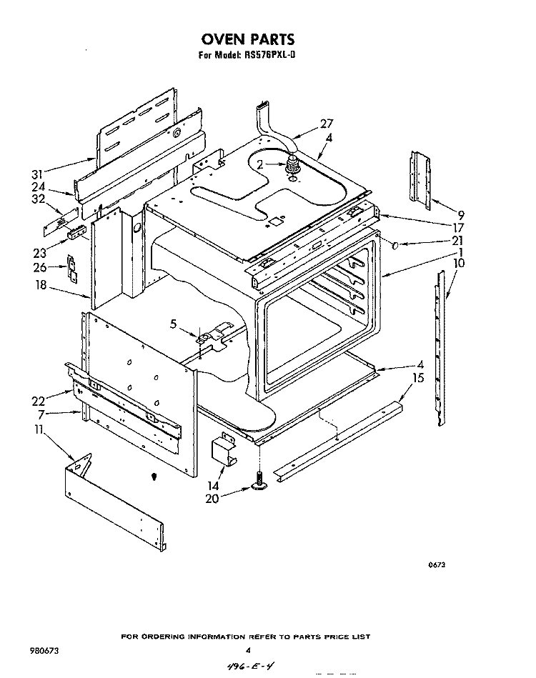OVEN Diagram and Parts List for RS576PXL0  Whirlpool Range