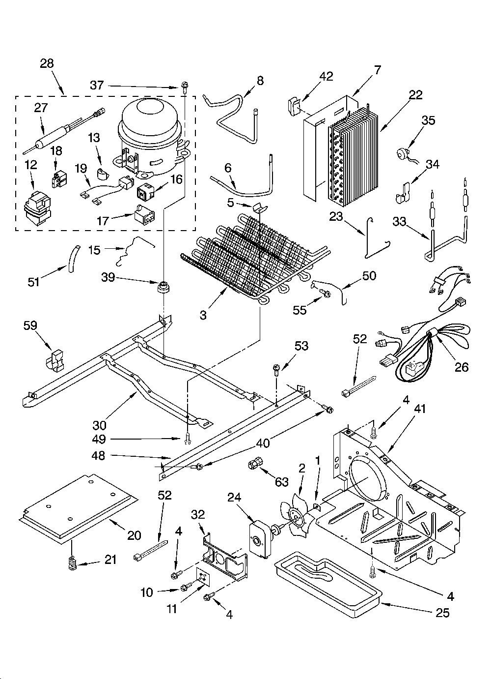 Unit parts Diagram and Parts List for ED5SHAXMT10  Whirlpool Refrigerator