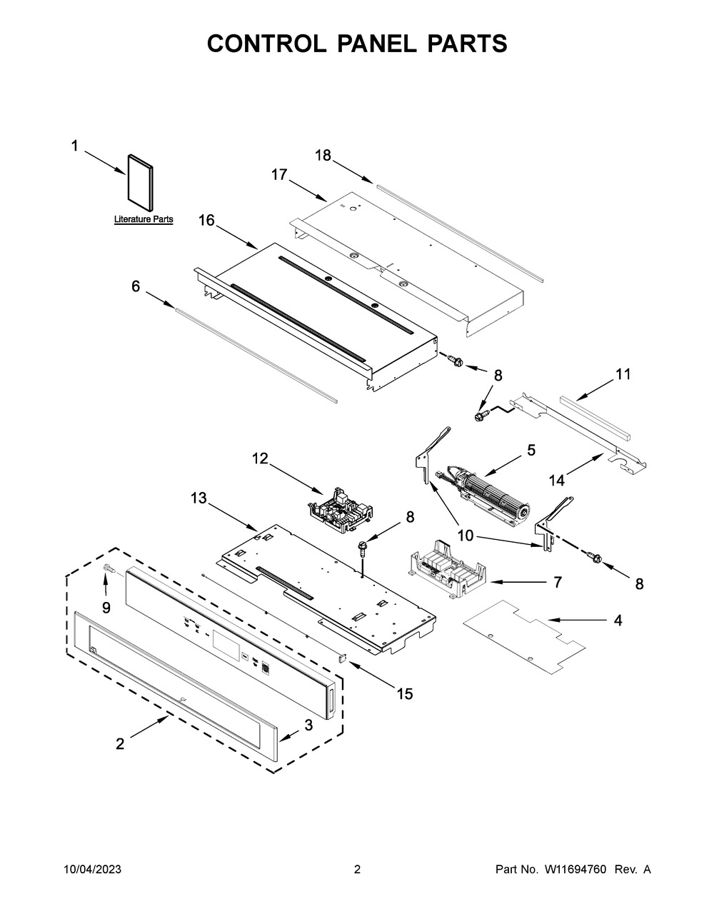 Control Panel Parts Diagram and Parts List for KOSE900HBS21  KitchenAid Wall Oven