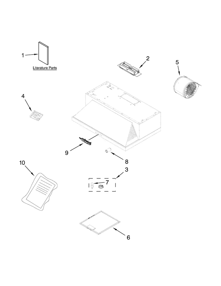 Hood Parts Diagram and Parts List for KXU4236YSS2  KitchenAid Range Hood