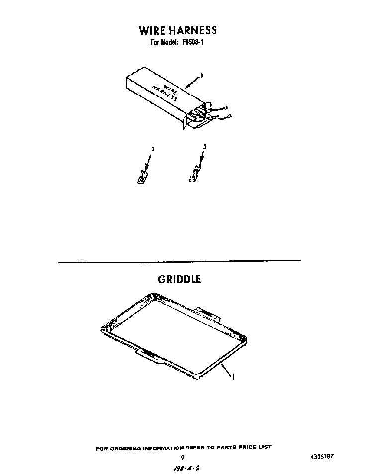 Wire Harness Diagram and Parts List for F6508*1  Roper Range