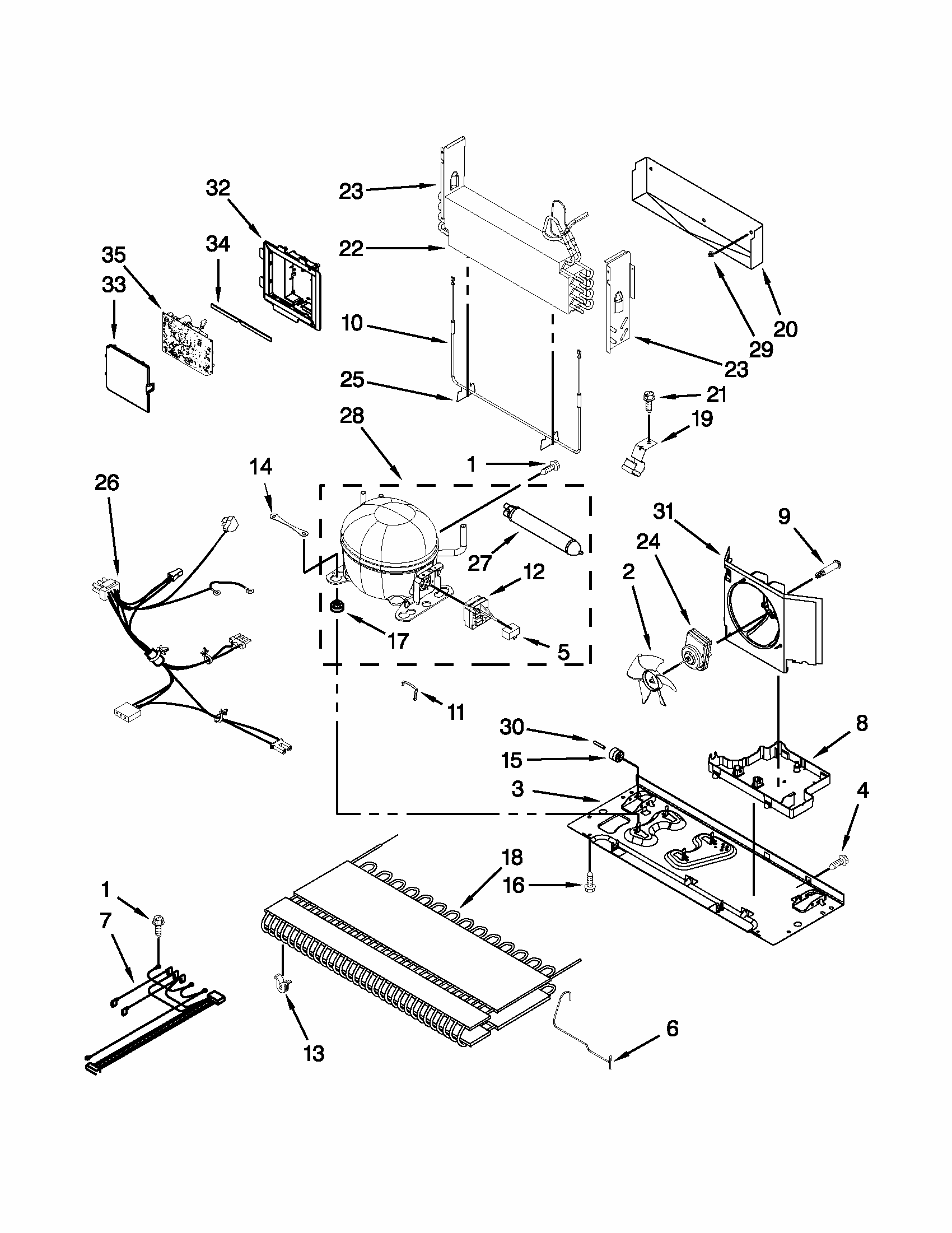 Unit Parts Diagram and Parts List for 59672003017  Kenmore Refrigerator