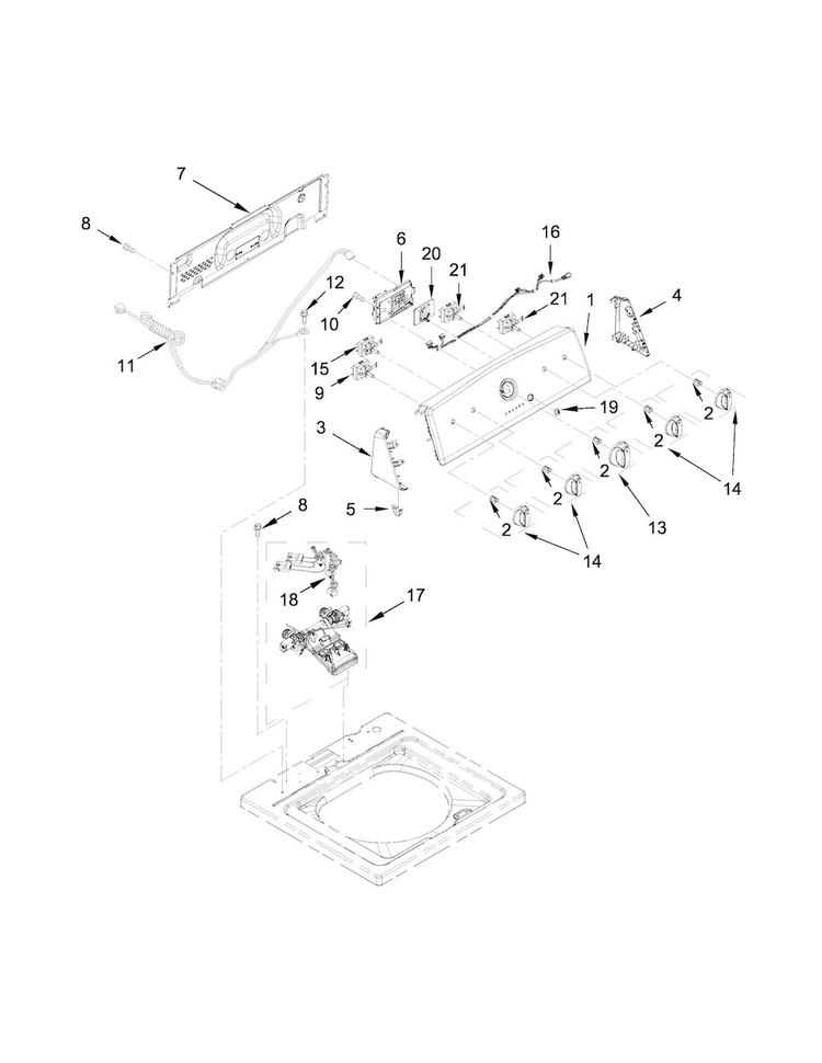 Console And Water Inlet Parts Diagram and Parts List for 11022342511  Kenmore Washer