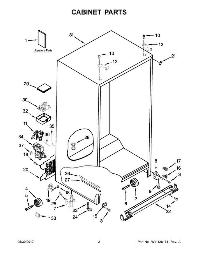 02 - Cabinet Parts Diagram and Parts List for WRS571CIDM02  Whirlpool Refrigerator
