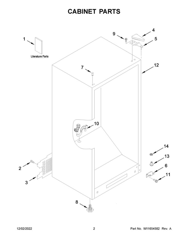 Cabinet Parts Diagram and Parts List for WZF57R16FW09  Whirlpool Freezer