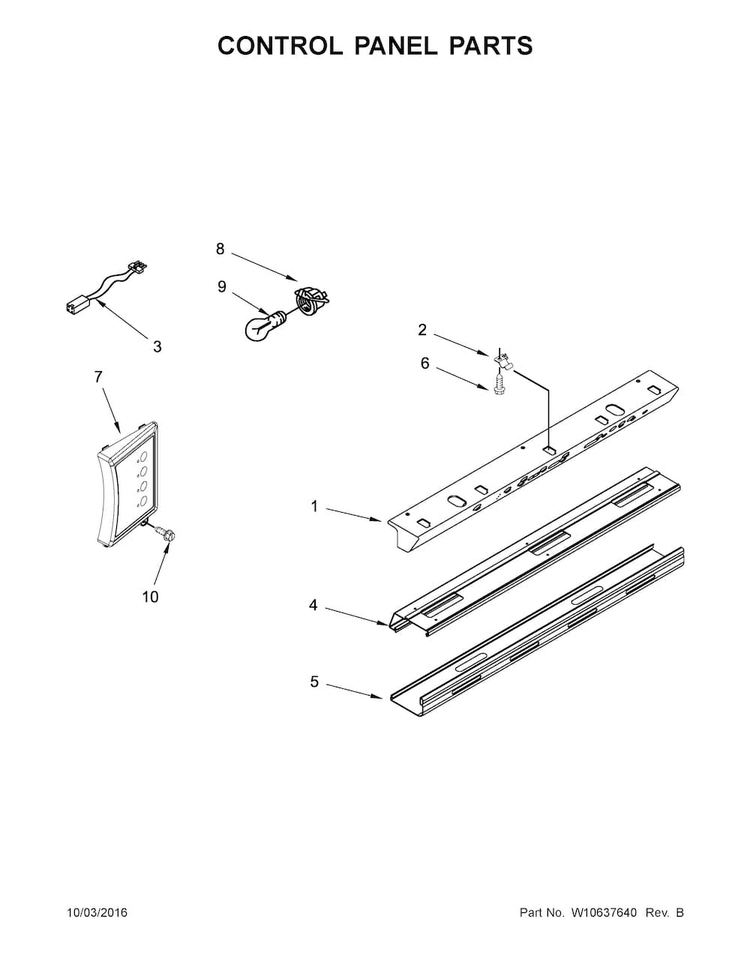 Control Panel Parts Diagram and Parts List for KSSC48QVS06  KitchenAid Refrigerator