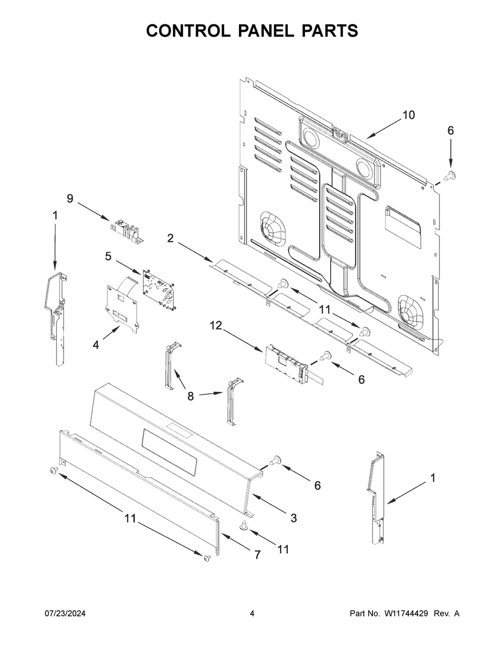 03 - Control Panel Parts Diagram and Parts List for WFGS5030RB0  Whirlpool Range