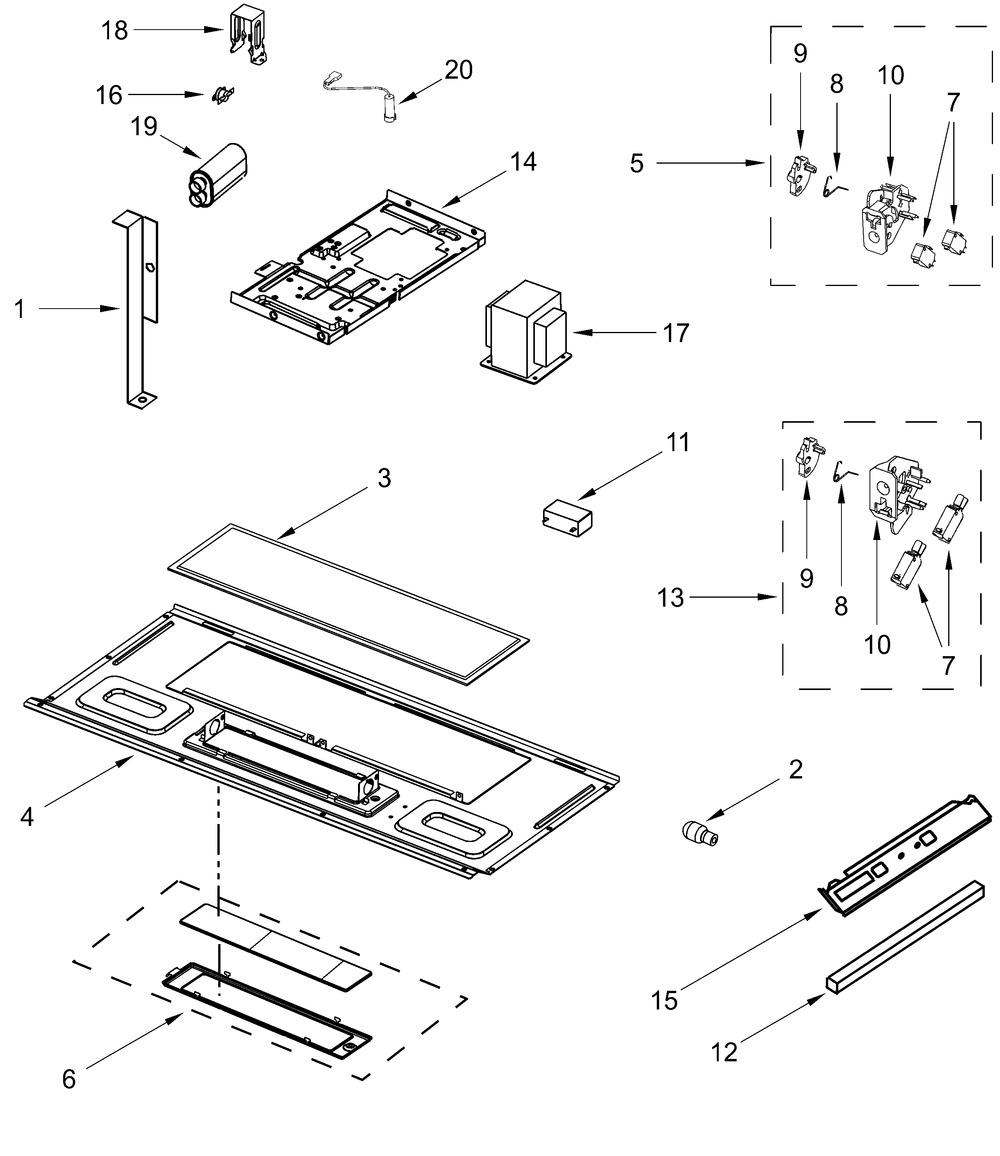 Interior And Ventilation Parts Diagram and Parts List for YWMMS3130RS01 YWMMS3130RB01-YWMMS3130RW01 Whirlpool Microwave