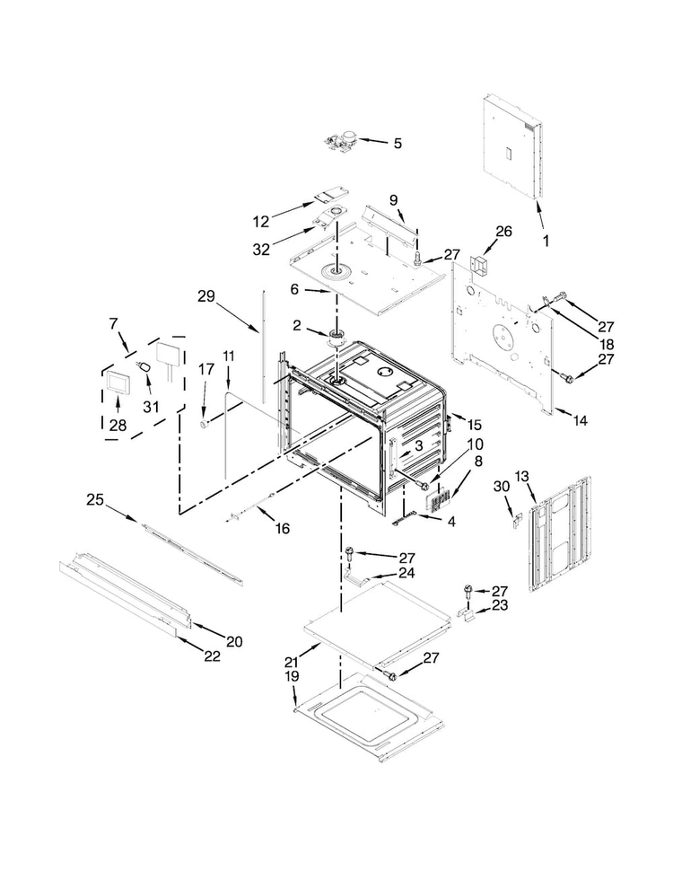 Oven Parts Diagram and Parts List for KOSE507EWH00  KitchenAid Wall Oven