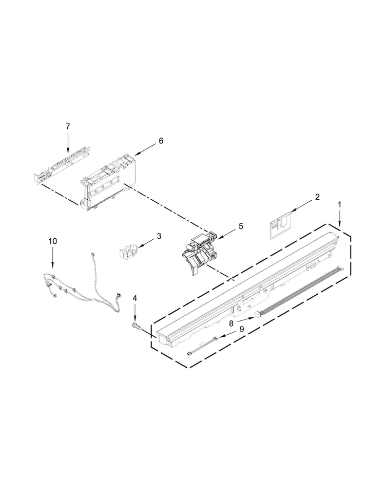 Control Panel And Latch Parts Diagram and Parts List for KDTM354DSS3  KitchenAid Dishwasher