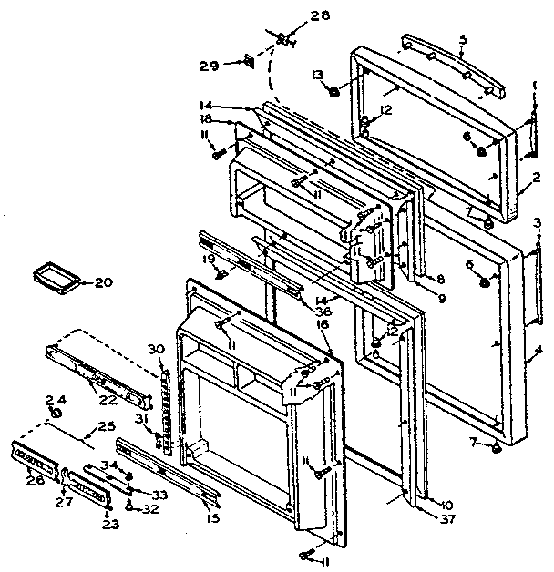 Door Parts Diagram and Parts List for 106U16EIM1  Kenmore Refrigerator